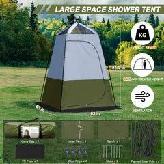Castle Unicorn camping shower tent spacious interior for changing and showering in outdoor setups