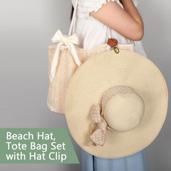 Beige straw beach tote bag