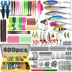 CATCHRO 409-piece fishing lure kit for versatile freshwater and saltwater fishing.