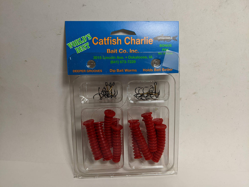Catfish Charlie Plastic Dip Worms 12-pack yellow, durable bait for catfish.