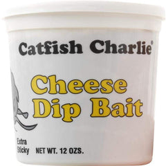 Catfish Cheese Dip Bait tub with a semi-clear container for easy handling and odor control