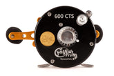 Catfish Pro 600CTS reel side-cover close-up shows rugged durability for tough water.