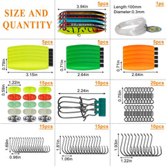 Close-up of catfish hooks, swivels, and lures