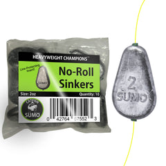 Catfish Sumo flat-no-roll lead sinker weights stay stable on the river bottom.