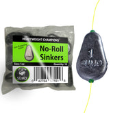 Catfish Sumo flat no-roll sinker 1oz in the pack with line-protecting features