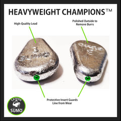 Catfish Sumo protective insert protects line during casting and snagging.