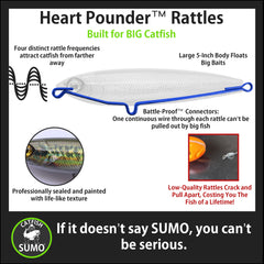 Catfish Sumo Heart Pounder green crappie color float designed to grab attention underwater