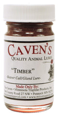 Cavens Timber Beaver Call Lure 1 oz showing waterproof base and strong attraction