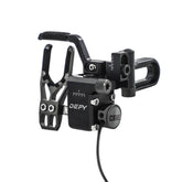 CBE Defy Micro cable-driven drop-away rest shows precise alignment for archery practice