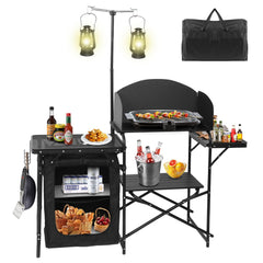 CDEN Camping Kitchen Station full setup for organized outdoor cooking on the go.