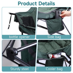 CDEN heated padded chair with cup holder and side pockets for essentials.