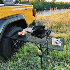 CDEN tailgate table folded compact for easy transport