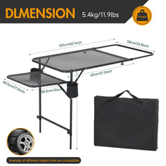 CDEN tailgate table with built-in side table for extra prep space