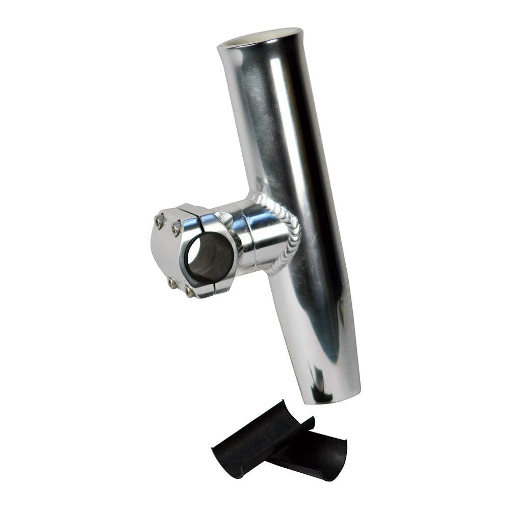 CE Smith adjustable mid-mount rod holder in aluminum, provides secure rod access on boats.