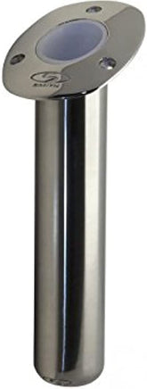 CE Smith flush mount cast bottom rod holder on boat trailer, 316L stainless steel, 30-degree