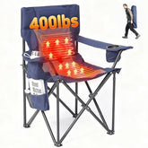 Ceamorfco heated camping chair front view with cup holder for outdoor seating.