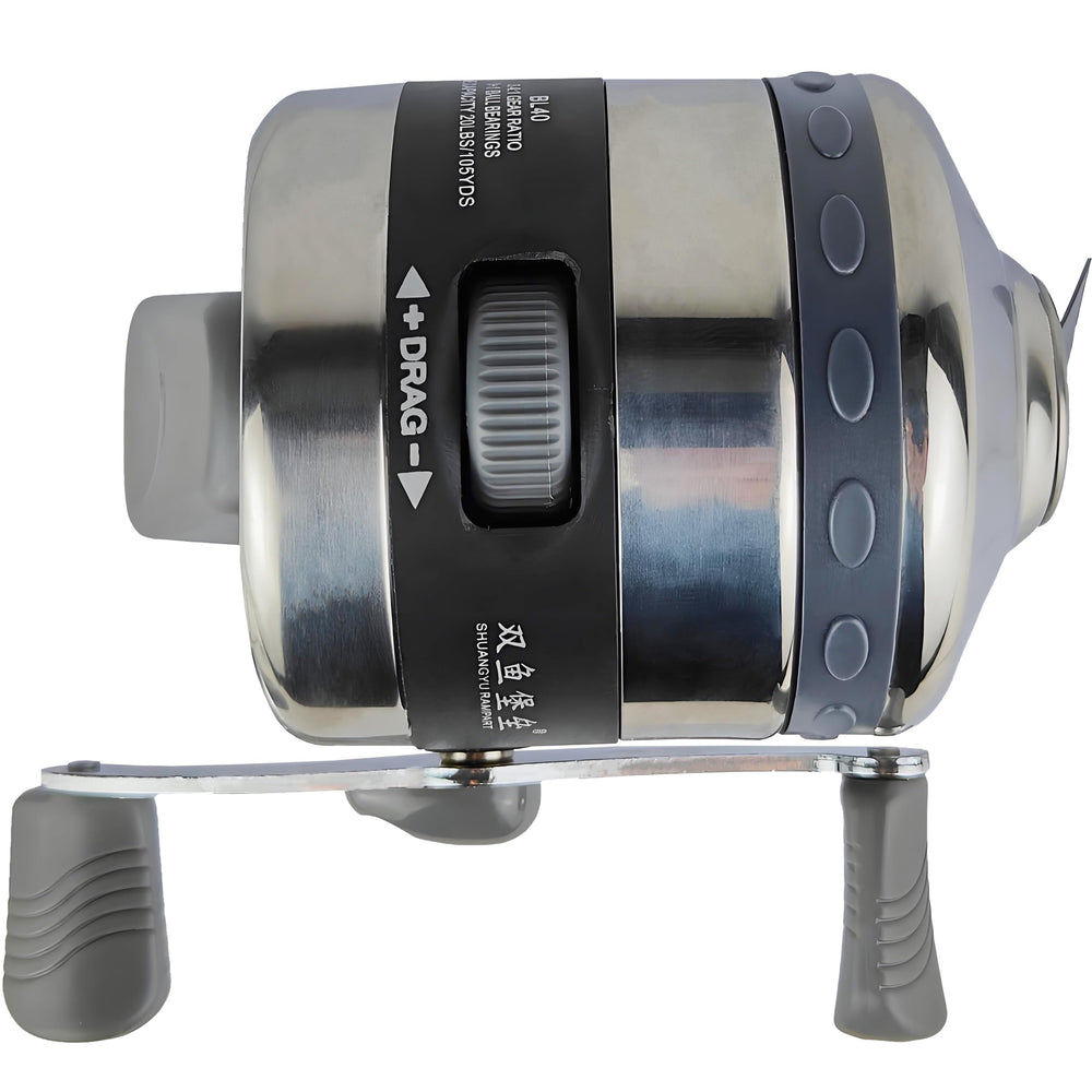 CENWTY BL40 spincast reel left-hand view enables versatile casting