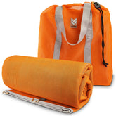 CGEAR RV camping mat orange 8x20 folded for easy transport and storage.