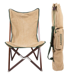 CHAMA Vaquero chair front view shows sturdy hardwood frame for outdoor use.