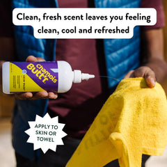 Chamois Butt'r Skin Wash usage scene, quick wipe after a strenuous ride