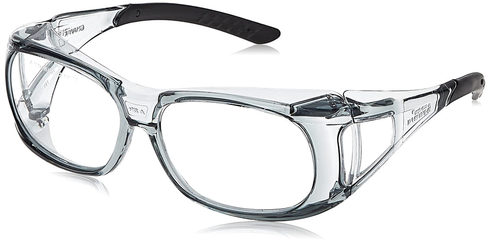 Champion ballistic glasses worn over prescription eyewear with clear lenses