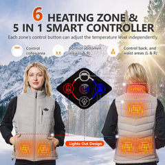 CHAPAREL women's heated vest back view highlights full-back warmth during chilly commutes.