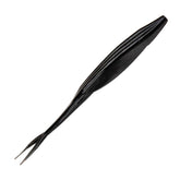 Charlie's Worms Swimming Juke black lure side view shows twin tails for vibrations.