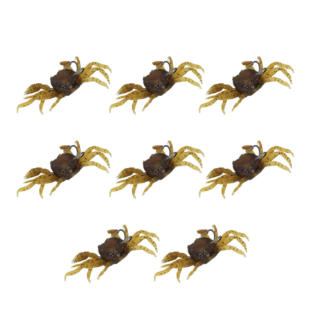Chazcool 8PCS artificial crab baits – yellow brown silicone crab lure, front view