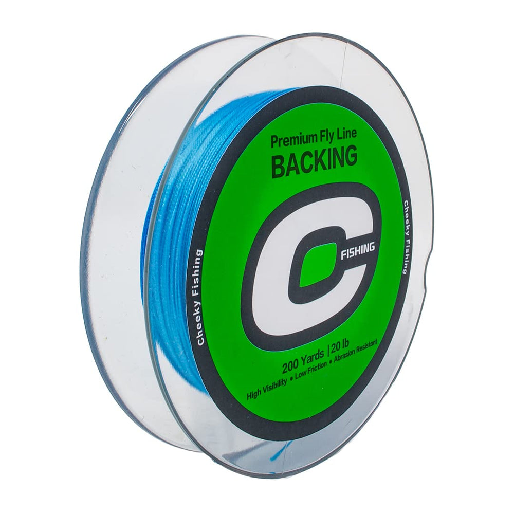 Cheeky 20 lb blue backing with high visibility tracks line during fights.