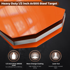 Chenteel AR500 target laser-cut surface provides clean edges for reliable target hits.