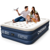 CHERIMOR Queen air mattress built-in pump enables quick setup.