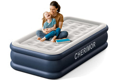 CHERIMOR twin air mattress with flocked top delivers plush comfort for guests.
