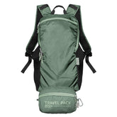 ChicoBag Travel Pack rePETe + Refine Sage folded for compact storage and eco-friendly travel.