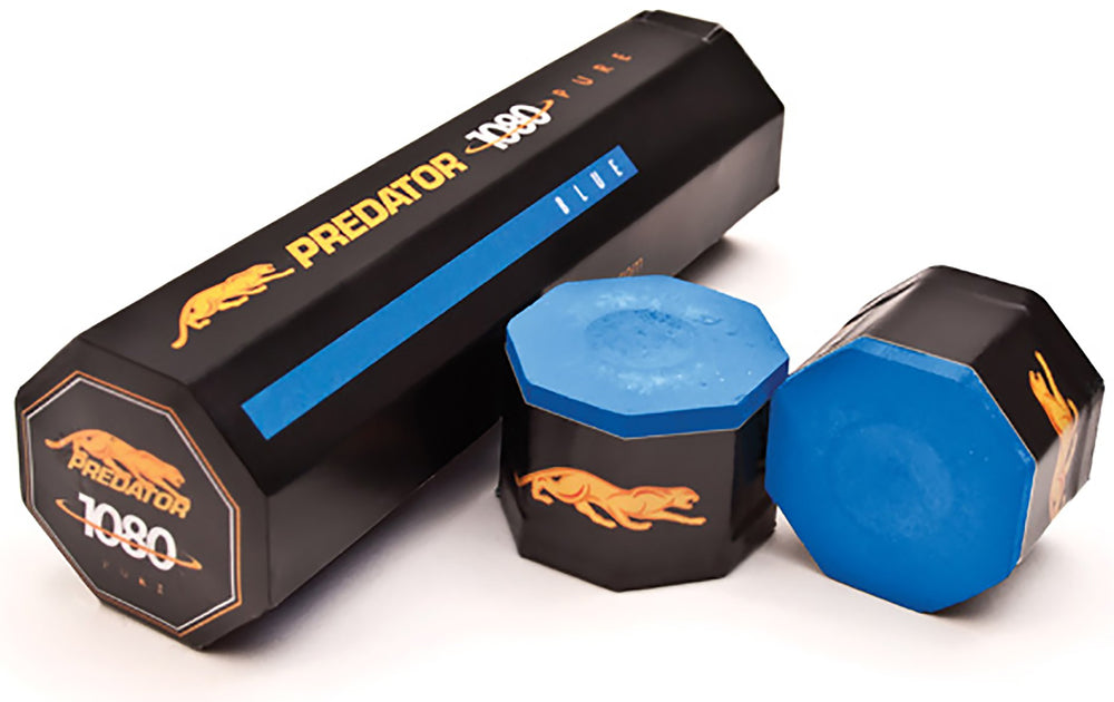Chilli Shop Predator 1080 Pure blue chalk for pool cues, enhances spin and coverage.