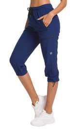 ChinFun women's outdoor quick-dry pants navy front view, breathable protection for hikes.