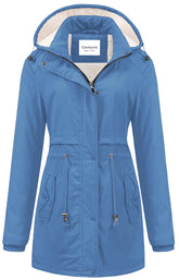 Chrisuno winter jacket women light blue front view shows stylish warmth for outdoors.