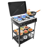 ChronosGear 5-burner stove top view showing five independent knobs for precise heat control