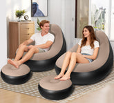 Chsuiwe inflatable chair with ottoman ready for footrest support during relaxation
