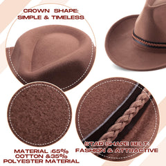 Chuarry felt western cowboy hat in white color