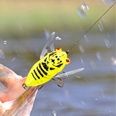 Cicada Fishing Catcher features 3D holographic eyes to enhance lure visibility underwater.