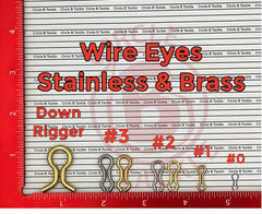 Circle B Tackle brass wire eyes size three ready for downrigger setups.