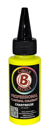 Circle B Tackle chartreuse colorant bottle with dropper enables precise color control.