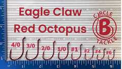 Circle B Tackle red octopus hook in bulk pack, ideal for multi-species rigs and live bait.