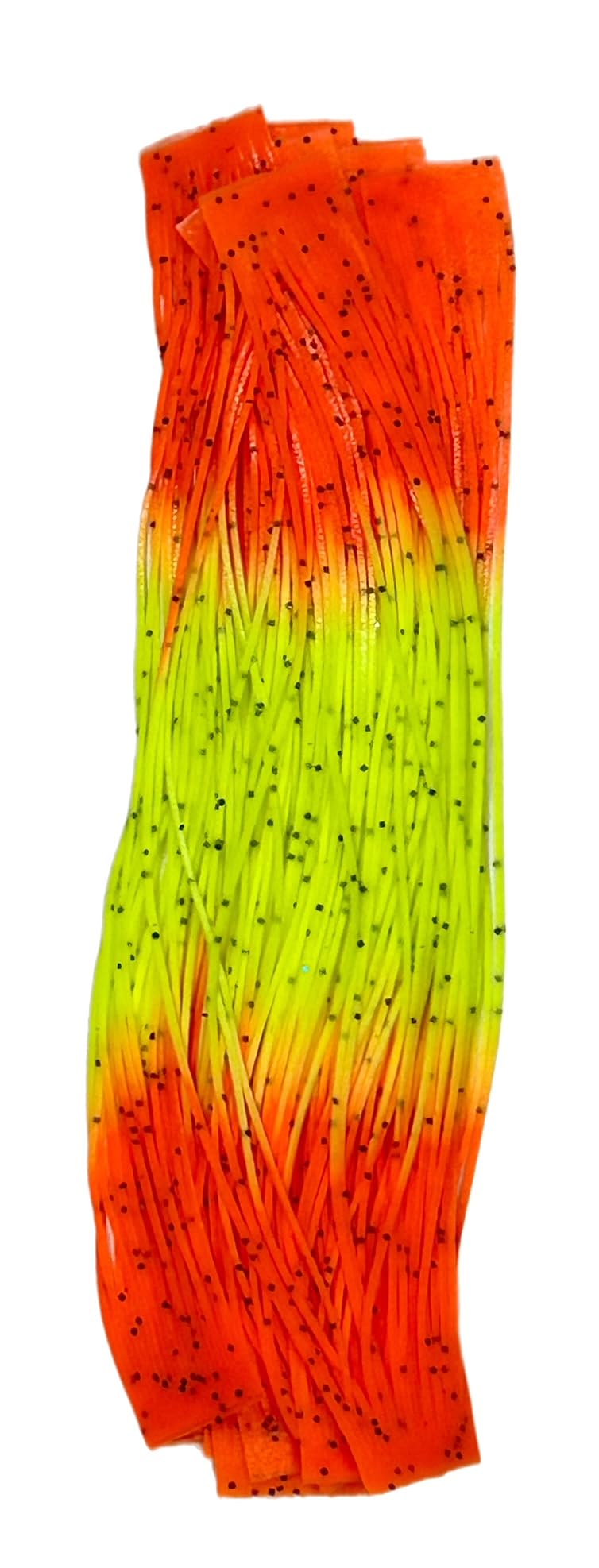 Circle B Tackle Firetip skirt in chartreuse with orange tip enhances visibility and action.