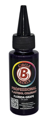 Circle B Tackle Florida Grape colorant bottle for precise color control in soft plastics.