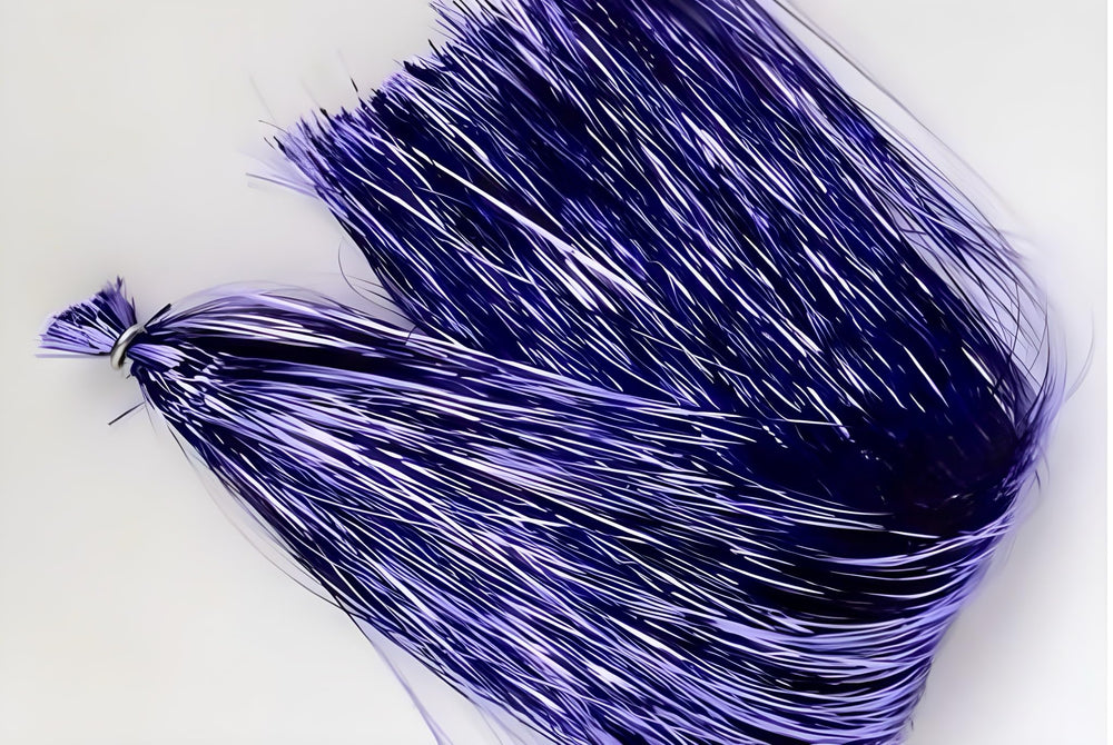 Circle B Tackle Hedron Flashabou original fly tying material in purple with durable reflective shine.