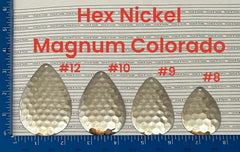 Circle B Tackle nickel plated Colorado blades pack illustrating range of sizes for custom lures