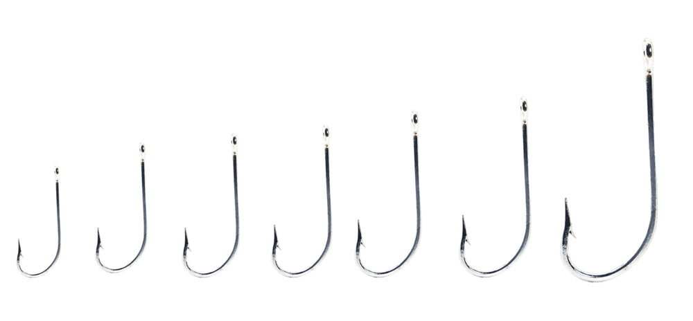 Circle B Tackle Mustad 3407 classic J-hook close-up for saltwater versatility.