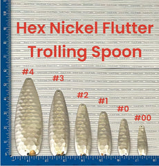 Circle B Tackle nickel hex spoon 3-7/8 inch with mirror finish for versatile use.