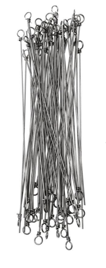Circle B Tackle twisted eye wire shafts close-up for spinner bait assembly